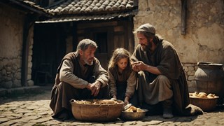 Default_a_medieval_poor_family_in_an_old_medieval_village_ragg_0